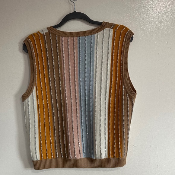 House of Harlow Striped Sleeveless Sweater/Top Metallic Detail, Size XL - Picture 3 of 6